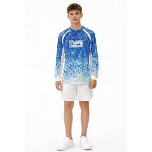 Pelagic VaporTek Blue Fishing Performance Shirt Youth Large Offshore Gear NWT